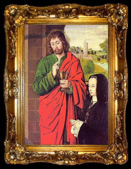 framed  Master of Moulins Anne of France presented by Saint John the Evangelist, ta009-2
